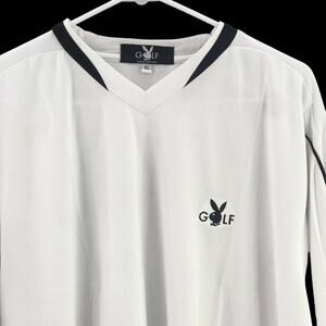 NWOT White Black Playboy Golf V-Neck Moisture Wick Breathable Quick Dry XL